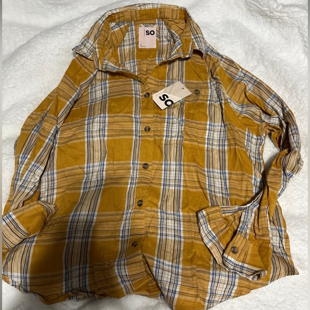 SO Women’s Mustard Plaid Shirt
